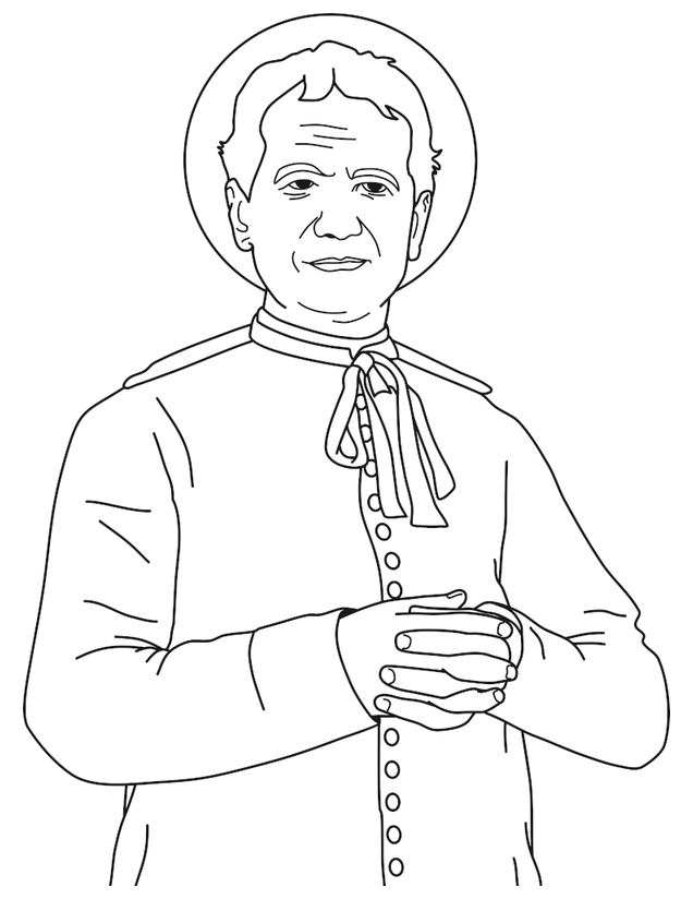 Line illustration of St. John Bosco